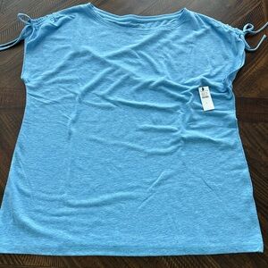 Talbots Cinched Shoulder Bateau Neck Tee